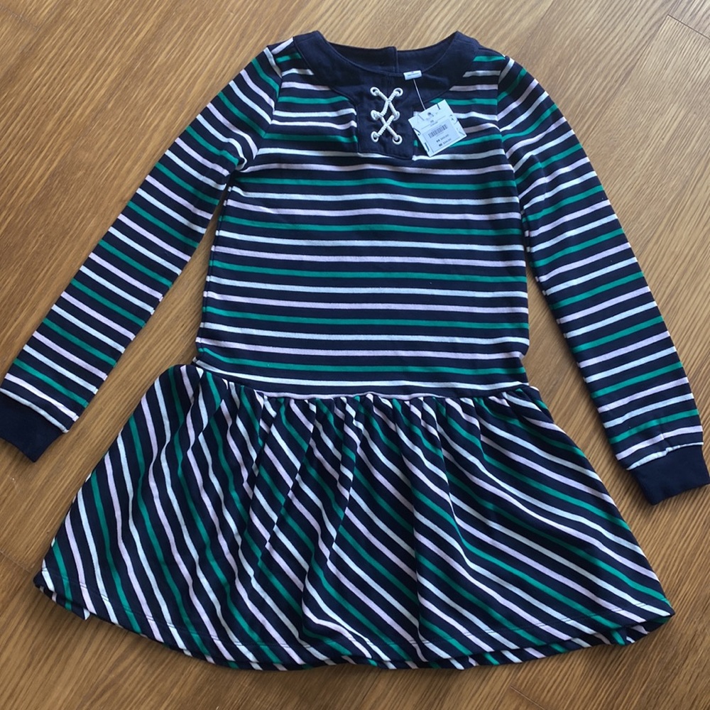 New Janie And Jack Girls Striped Long Sleeve Dress Size 10